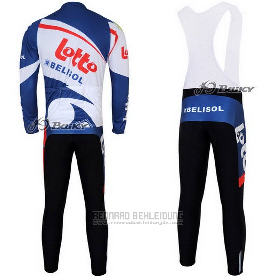 2012 Fahrradbekleidung Lotto Belisol Wei und Blau Trikot Langarm und Tragerhose - zum Schließen ins Bild klicken